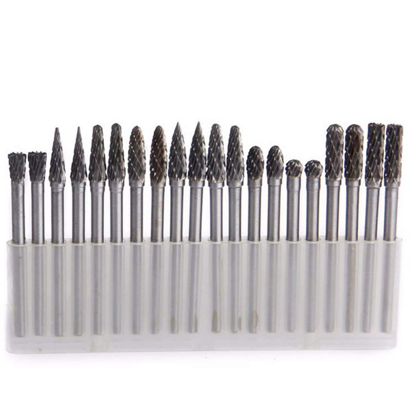 YEEZUGO 20pcs Solid Carbide Burr Set, 1/8 Shank Double Cut Tungsten Carbide Roary Files Burrs for Rotary Drill Die Grinder Woodworking,Engraving,Drilling,Carving by YEEZUGO - Image 1